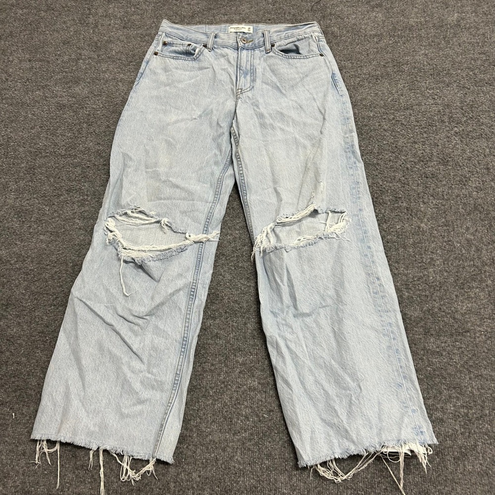 Abercrombie & Fitch Jeans Womens 26 Blue Ultra Loose Low Rise Distressed Ripped